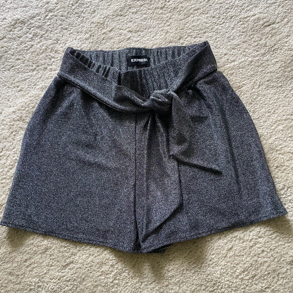 Express Metallic Gray Black Shimmer Shorts XS